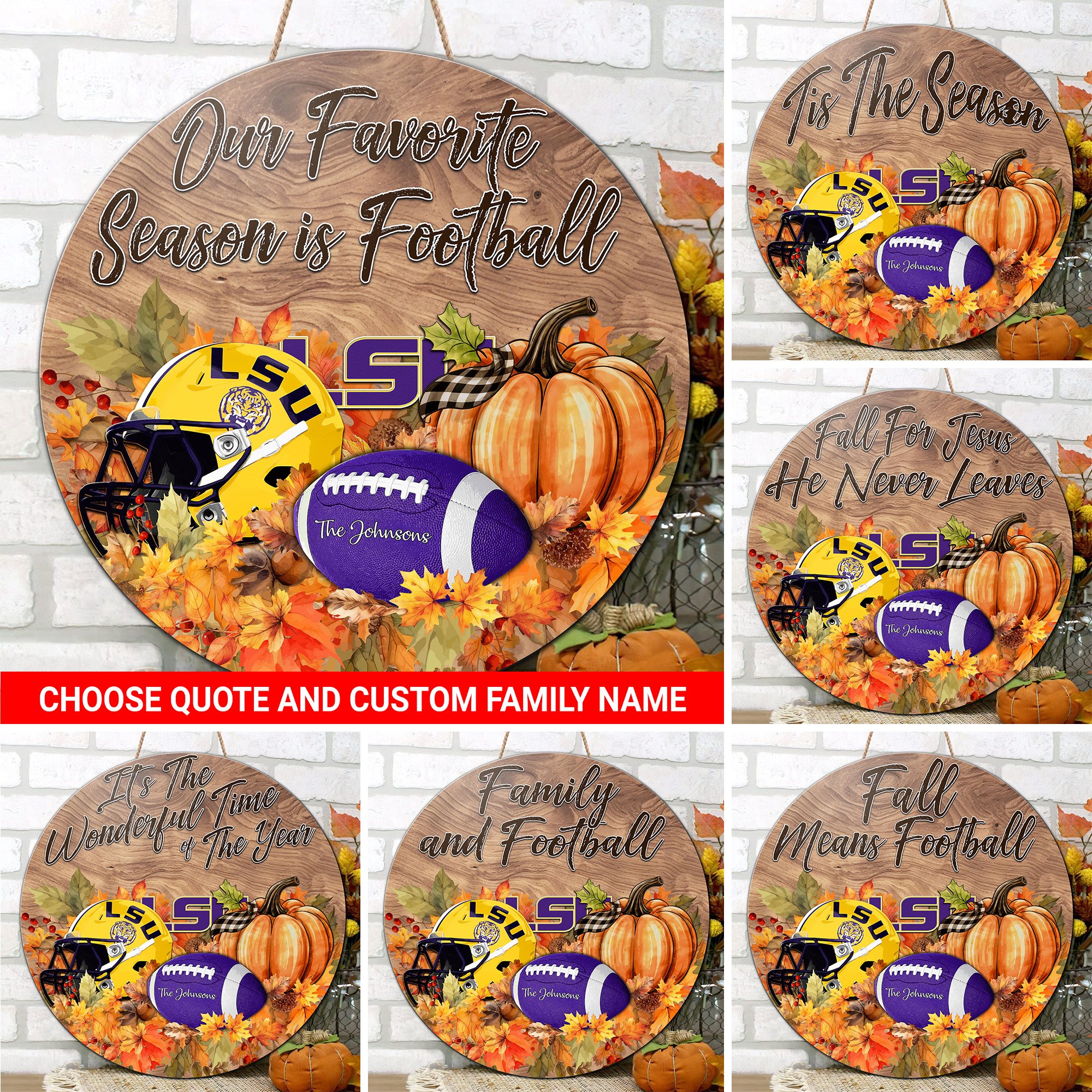 LSU TIGERS Shape Wooden Sign Custom Your Family Name And Choose Your Quotes, Sport Sign, Sport Gifts For Fan, Home Decorations EHIVM-59971